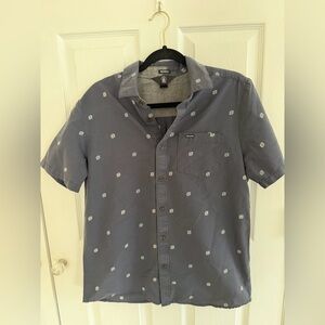 Volcom Men’s Modern Fit Short-Sleeve Button-Up Shirt (Patterned Blue) Medium